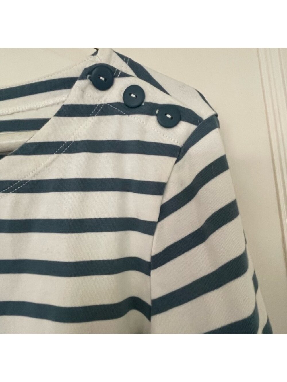 Striped Button-Detail Top